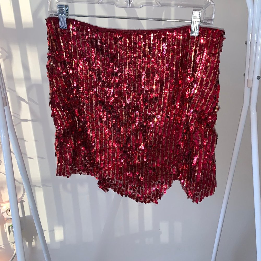 Free People Red Sequin Skirt